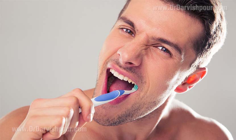 Brushing with toothpaste