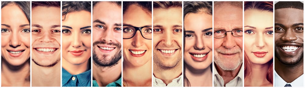 تصویر چهره افراد مختلف که نزدمتخصص ترمیمی و زیبایی دندان اصلاح طرح لبخند انجام داده اند
